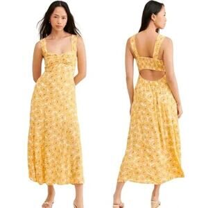 FREE PEOPLE $128 Rosalee Daisy Floral Cutout Midi Dress Size L
